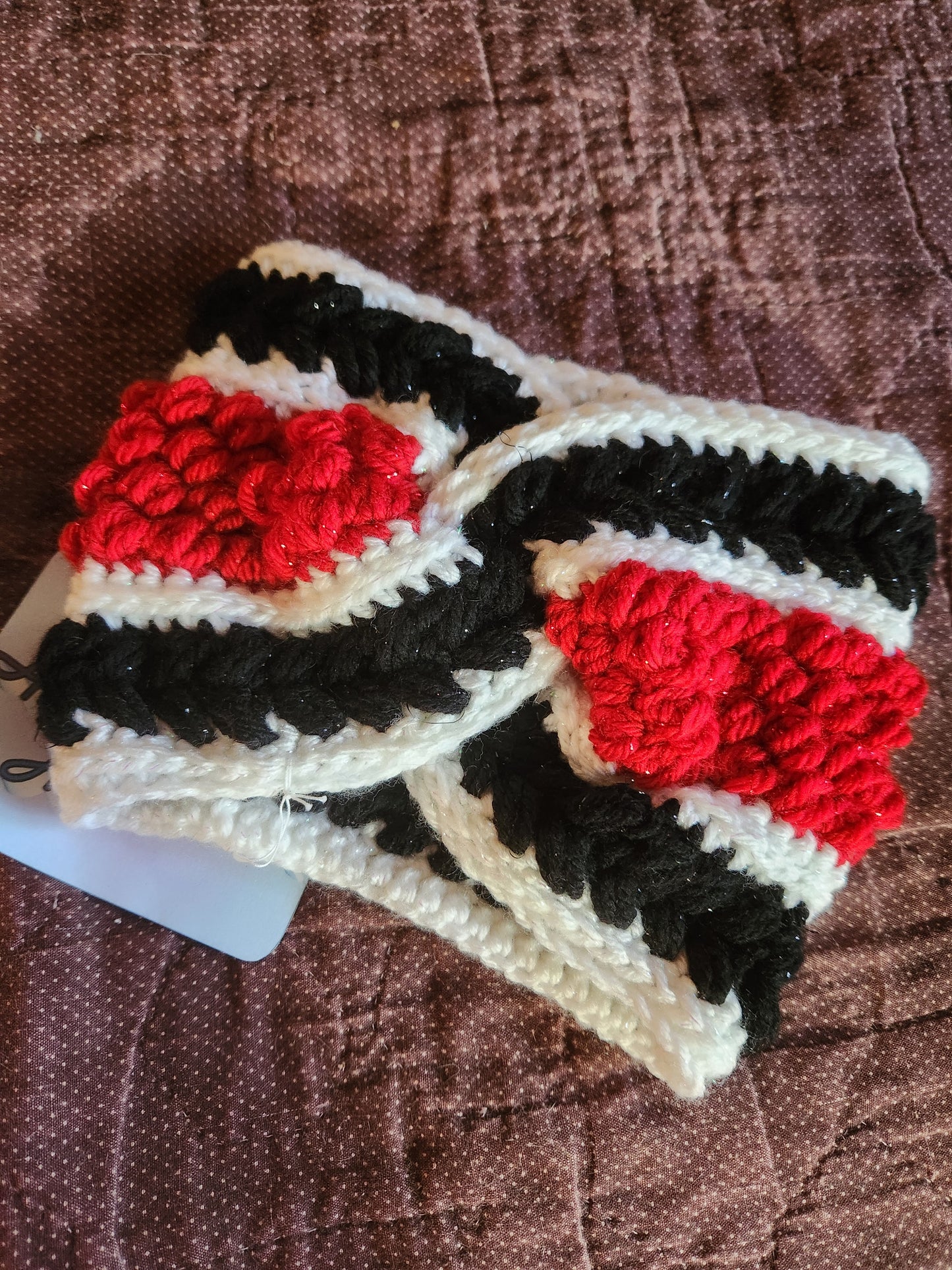 Glittery Red, Black and White Winter Headband