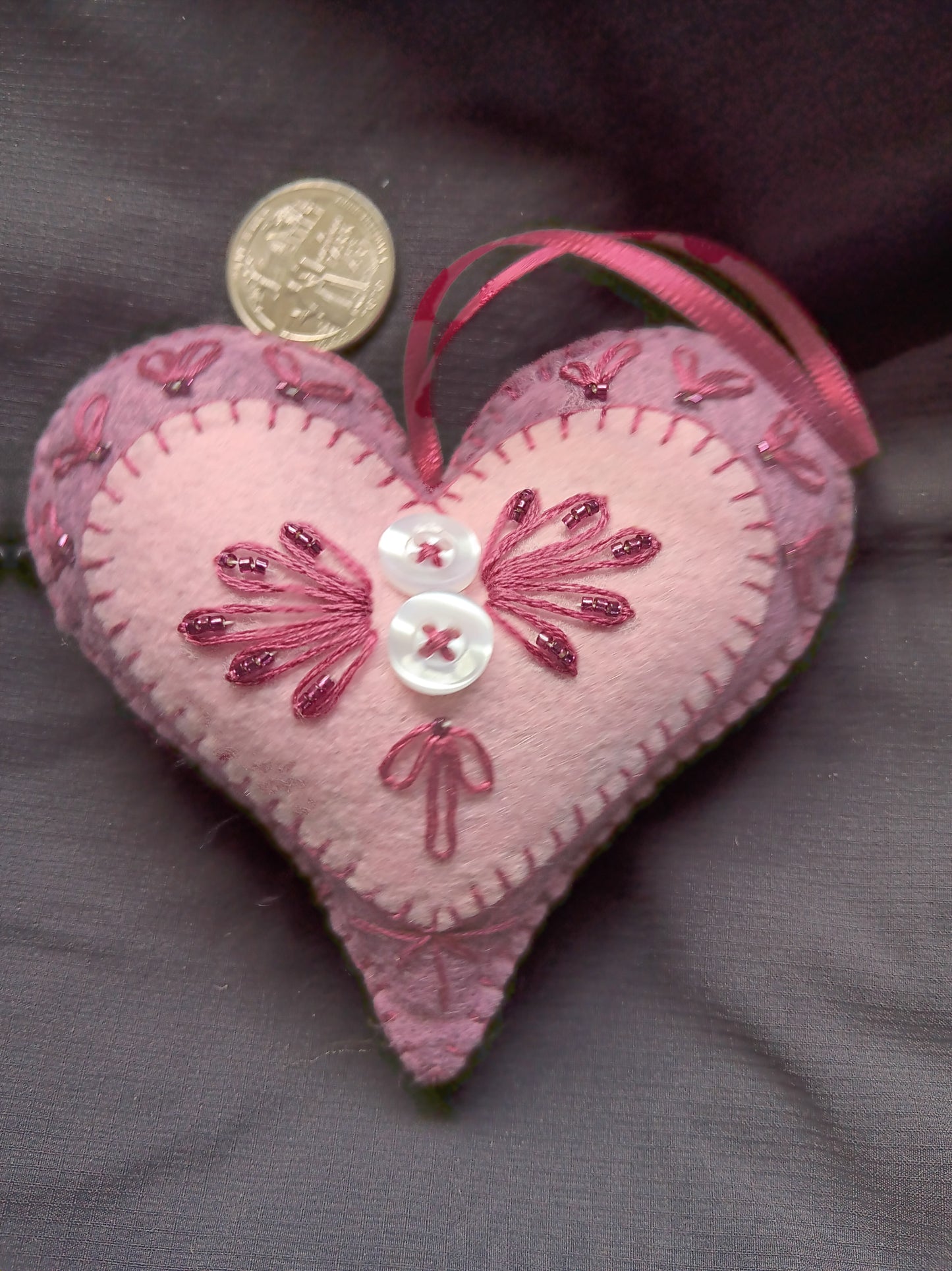 Pink on Pink Felt Heart Ornament