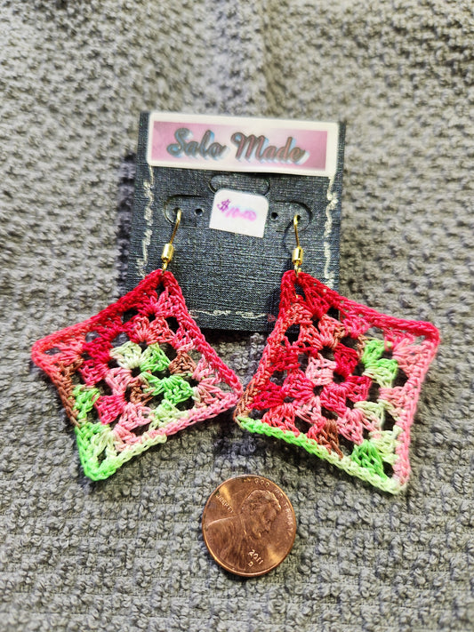 Granny Square Crocheted Earrings