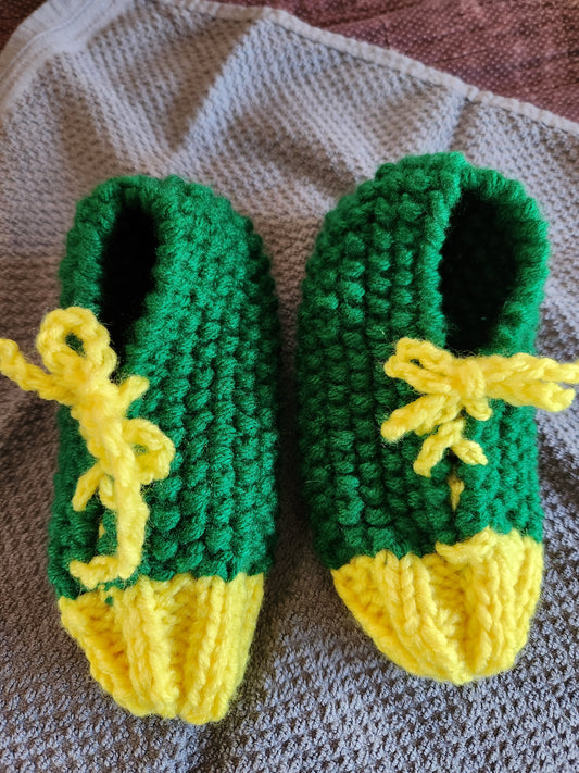 Child's Green and Yellow Bootie Slippers