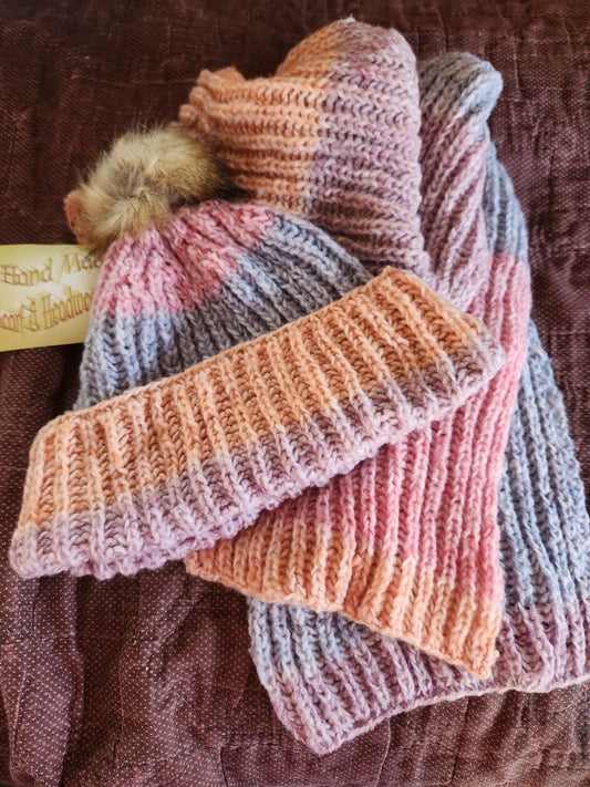 Soft knitted scarf and matching chuk