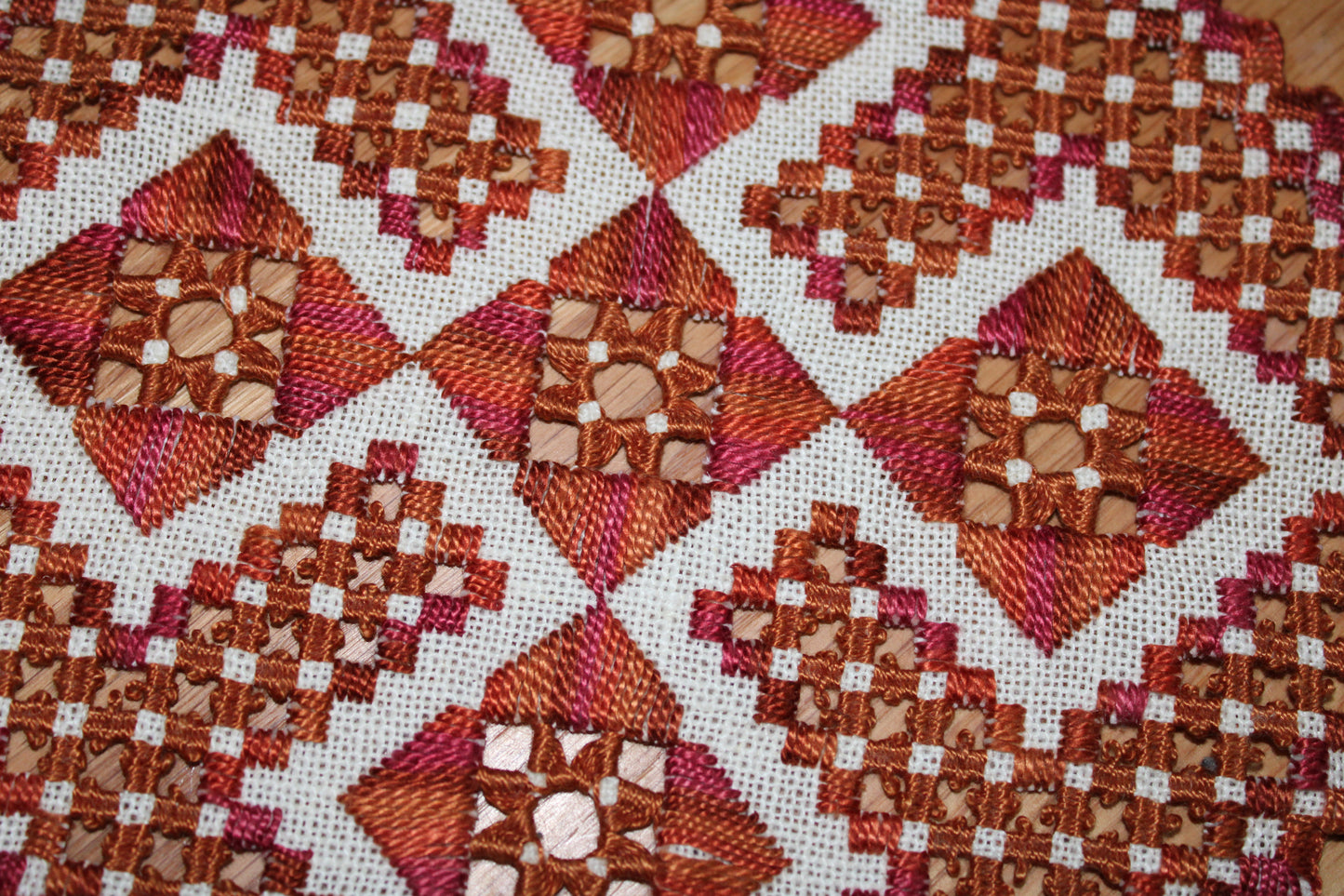 Fall Blanket Stitch Flowers Hardanger Doily Pattern